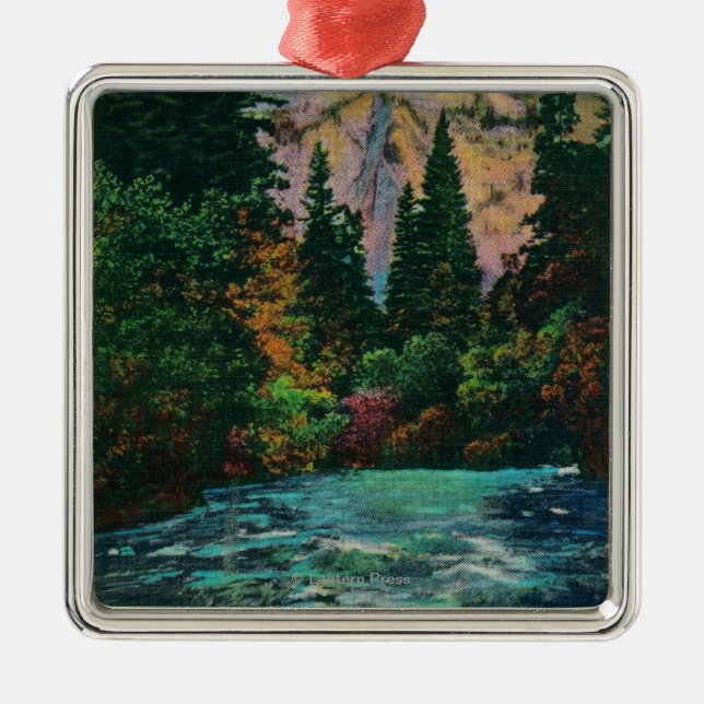 North Dome and Merced River from Happy Isles Metal Ornament (Front)