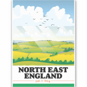 North East England travel poster. Sticker