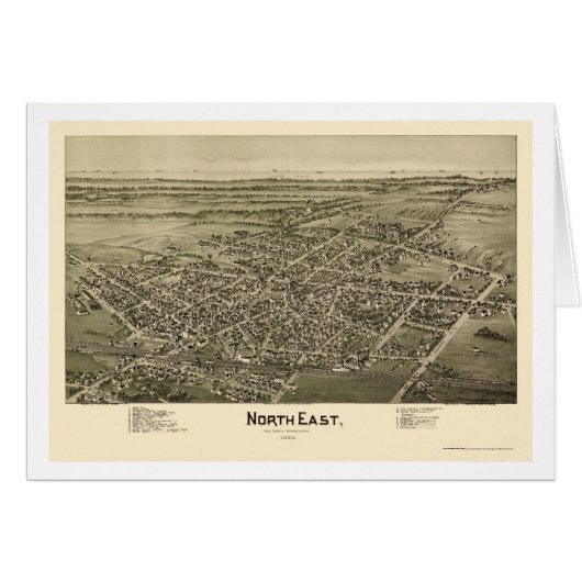 North East, PA Panoramic Map - 1896 Cards (Front Horizontal)