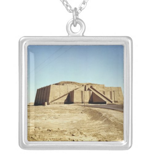 North_eastern facade of the ziggurat c2100 BC Silver Plated Necklace