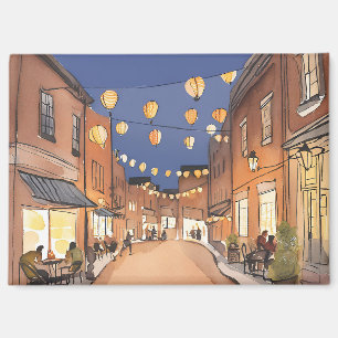 North End Italian District Boston Watercolor Magnet
