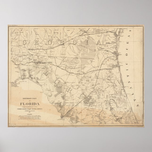 North Florida Vintage Map Poster (Front)