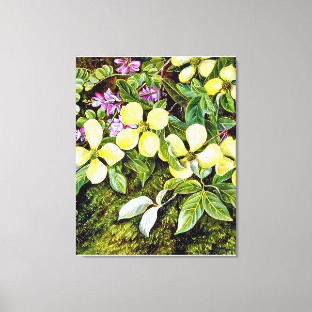 North - Flowers of a Dogwood and an Indigo Canvas Print (Front)