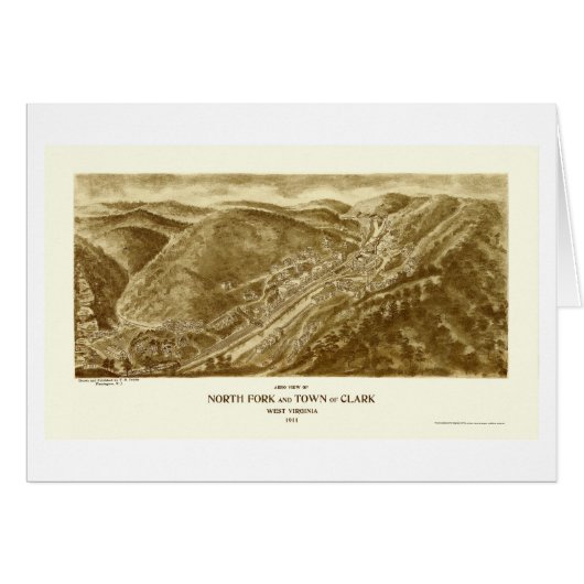 North Fork and Clark, WV Panoramic Map - 1911 Cards (Front Horizontal)