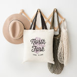 North Fork Long Island Wine Country Vintage Logo Tote Bag<br><div class="desc">Cute North Fork, Long Island tote bag features the name of New York's up and coming wine producing region in vintage distressed lettering, overlaid on an illustration of a cluster of ripe grapes, ready to be turned into wine. Personalize this cute tote with a name or wedding date for a...</div>