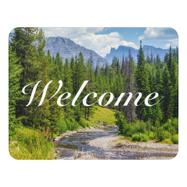 North Fork Shoshone River Welcome Door Sign (Contemporary Front)
