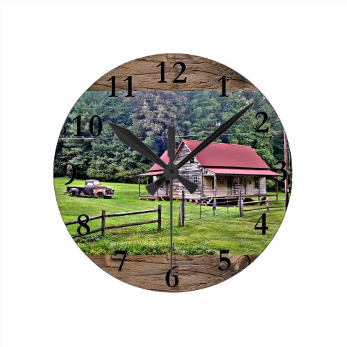 North Georgia Farm House Home Decor Round Clock