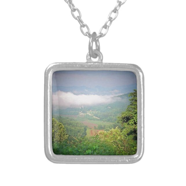 North Georgia Mountains, USA Square Silver Plated Necklace (Front)