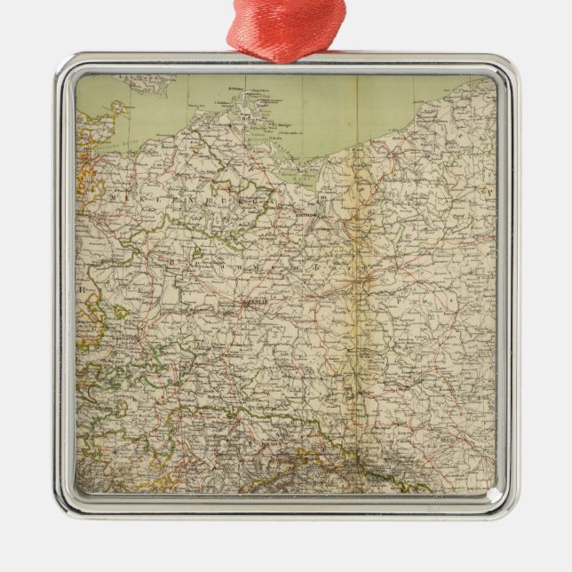North Germany Atlas Map Metal Ornament (Front)
