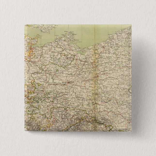 North Germany Atlas Map Pinback Button (Front)