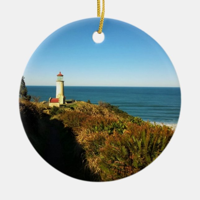 North Head Lighthouse, Cape Disappointment, WA Ceramic Ornament (Front)