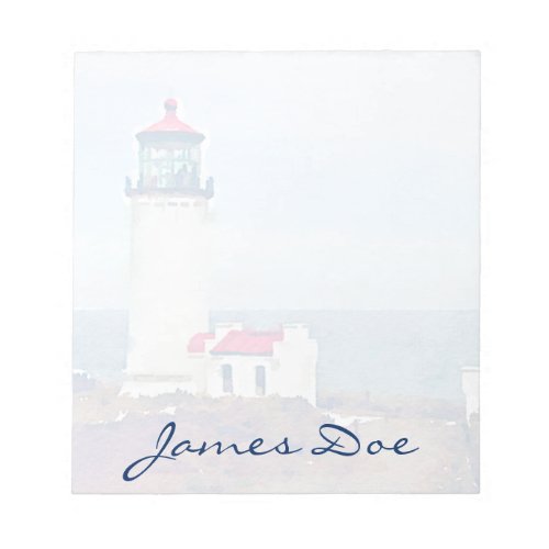 North Head Lighthouse Ilwaco WA Watercolor Print Notepad