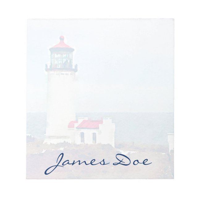 North Head Lighthouse Ilwaco, WA Watercolor Print Notepad (Front)