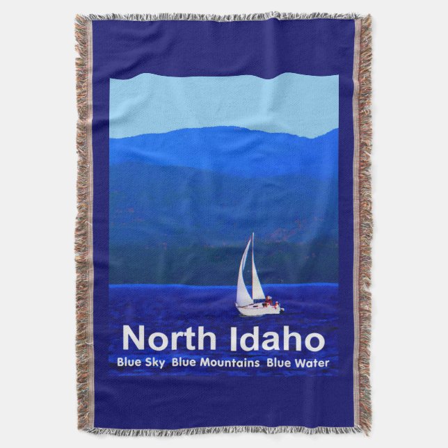 North Idaho Blue Throw Blanket (Front Vertical)