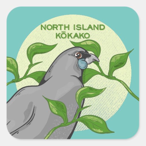 North Island Kokako Square Sticker