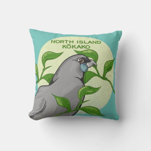North Island Kokako Throw Pillow