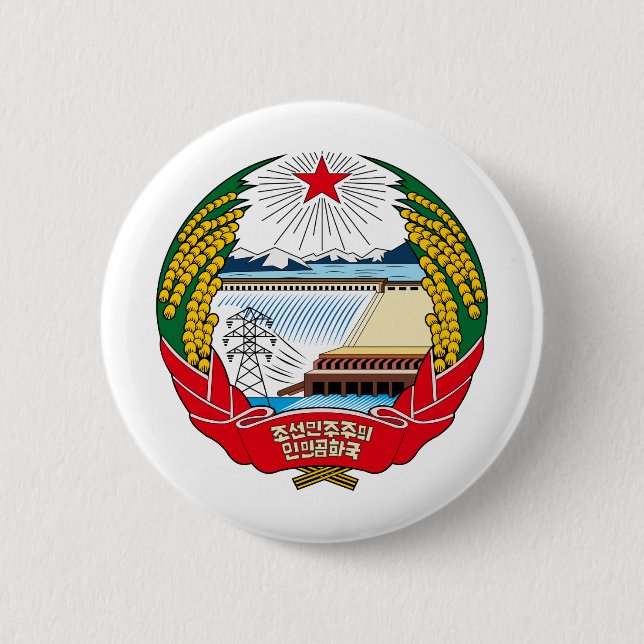North Korea coat of arms Pinback Button (Front)