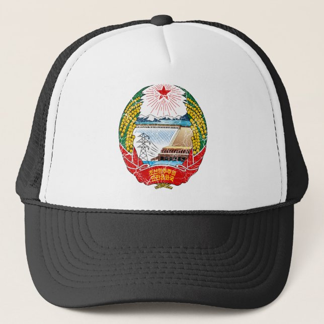 North Korea Coat Of Arms Trucker Hat (Front)