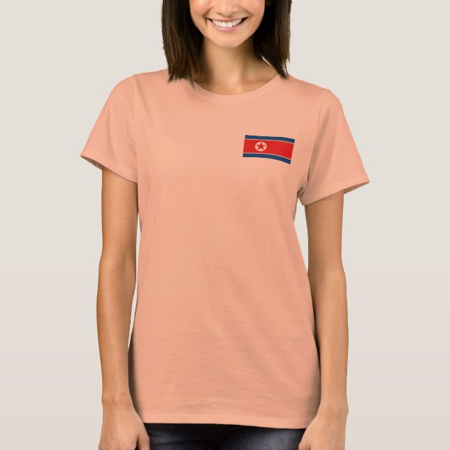 North Korea Flag and Map dk T-Shirt (Front)