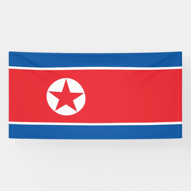 North Korea Flag Banner (Horizontal)