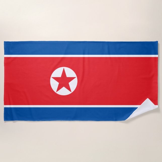 North Korea Flag Beach Towel (Front)