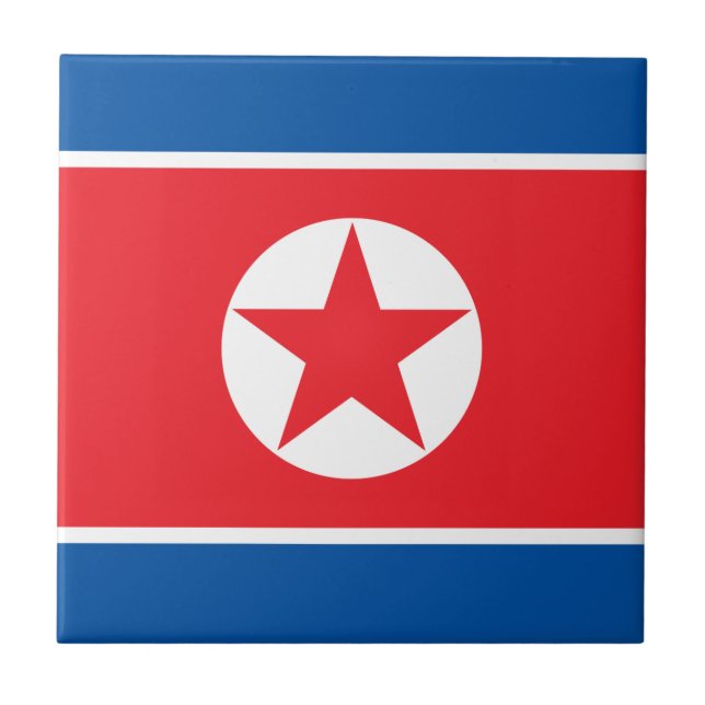 North Korea Flag Ceramic Tile (Front)