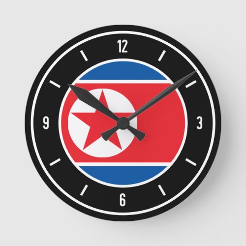 North Korea Flag Elegant Round Clock