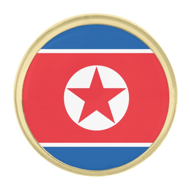 North Korea Flag Gold Finish Lapel Pin (Front)