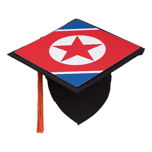 North Korea Flag Graduation Cap Topper (Angled)