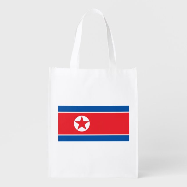 North Korea Flag Grocery Bag (Front)