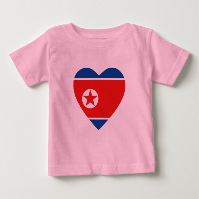 North Korea Flag Heart T-Shirt (Front)