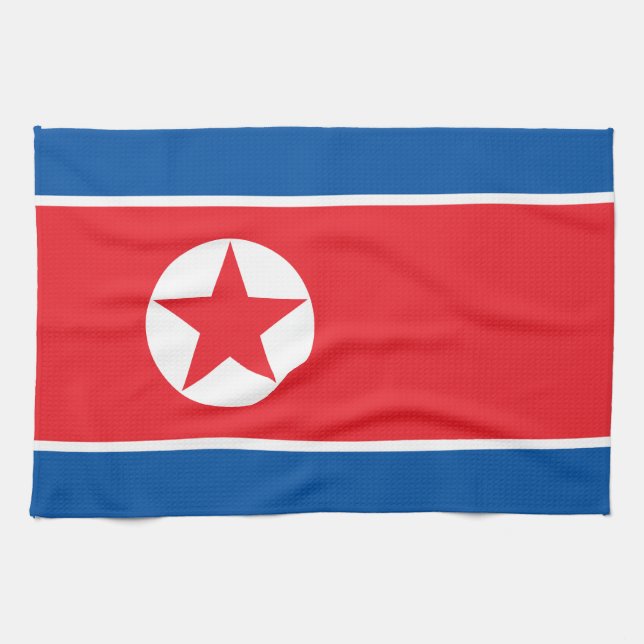 North Korea Flag Kitchen Towel (Horizontal)