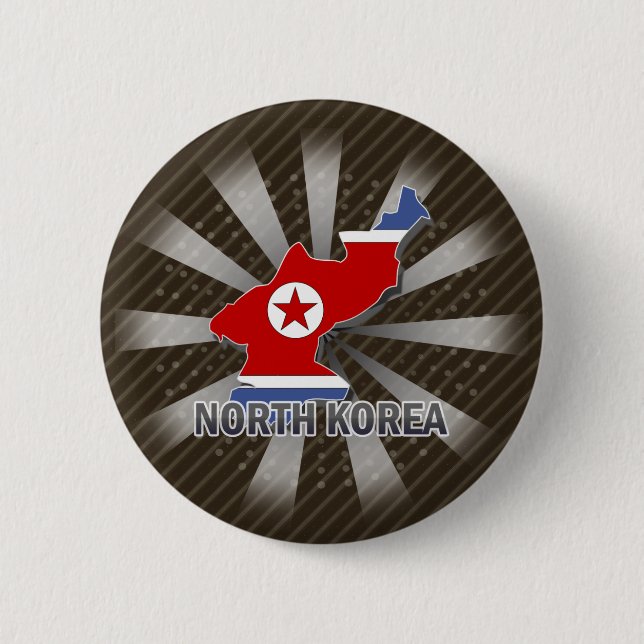 North Korea Flag Map 2.0 Pinback Button (Front)