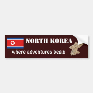 North Korea Flag + Map Bumper Sticker