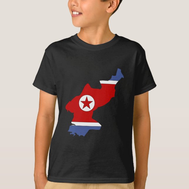 North Korea Flag Map full size T-Shirt (Front)