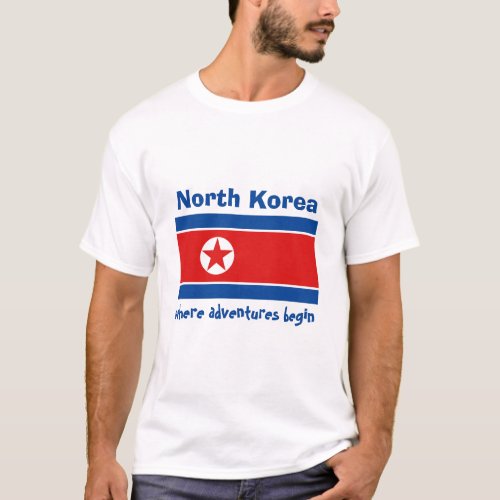 North Korea Flag  Map  Text T_Shirt