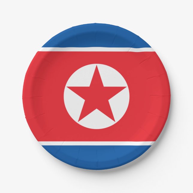 North Korea Flag Paper Plates (Front)