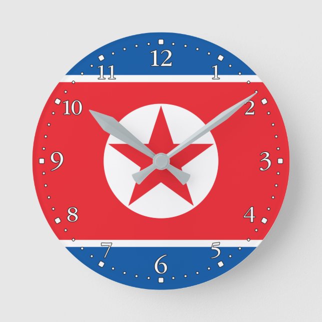 North Korea Flag Round Clock (Front)