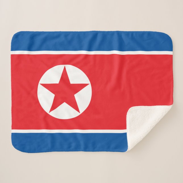 North Korea Flag Sherpa Blanket (Front (Horizontal))
