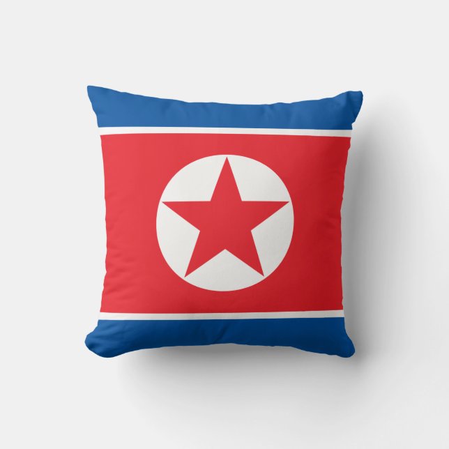 North Korea Flag Throw Pillow (Front)