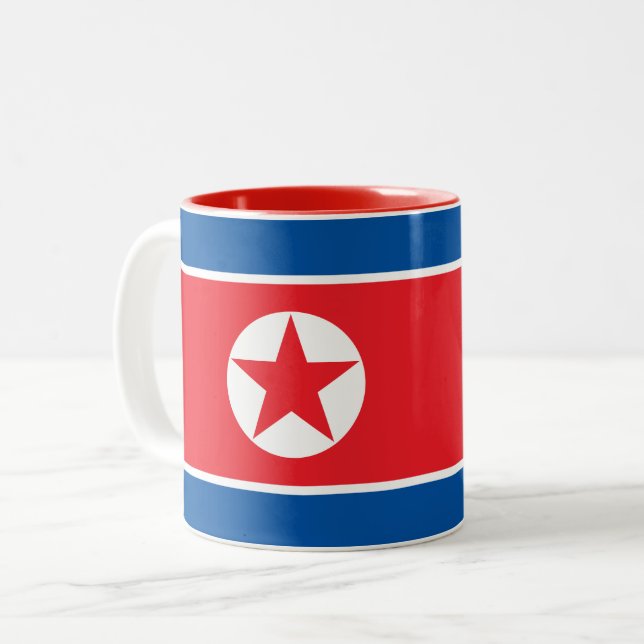North Korea Flag Two-Tone Coffee Mug (Front Left)