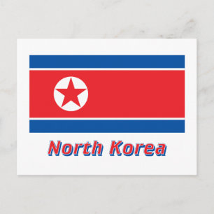 North Korea Flag with Name Postcard