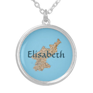 North Korea Map + Name Necklace