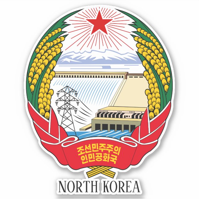 North Korea National Emblem Patriotic Sticker (Front)