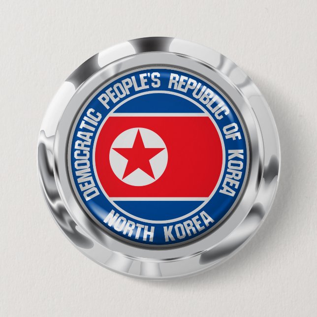 North Korea  Round Emblem Button (Front)