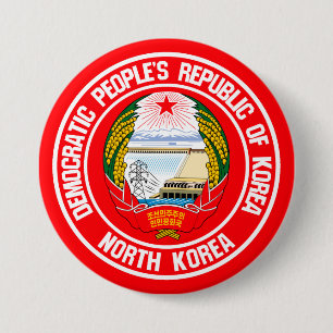 North Korea Round Emblem Button