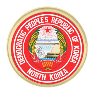 North Korea Round Emblem Gold Finish Lapel Pin