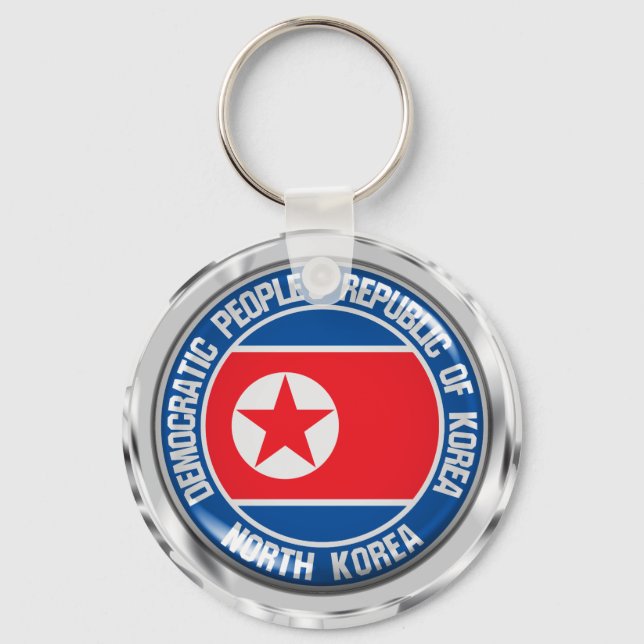 North Korea  Round Emblem Keychain (Front)