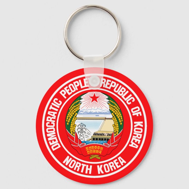 North Korea Round Emblem Keychain (Front)