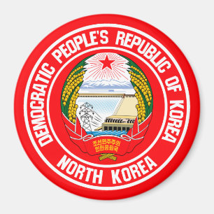 North Korea Round Emblem Magnet